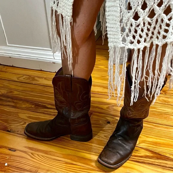 Ariat Hybrid Rancher Square Toe Cowboy Boots Women 10B Western Purple Embroidery - Picture 15 of 16